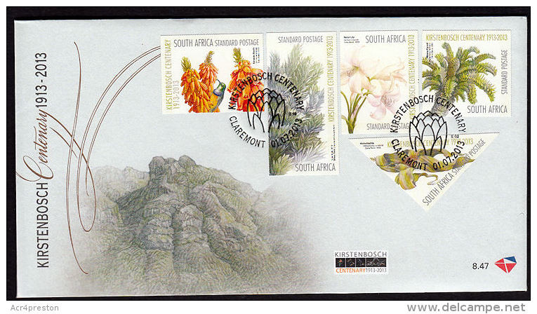 B5079 SOUTH AFRICA 2013, Kirtenbosch Centenary FDC No1 - Covers & Documents