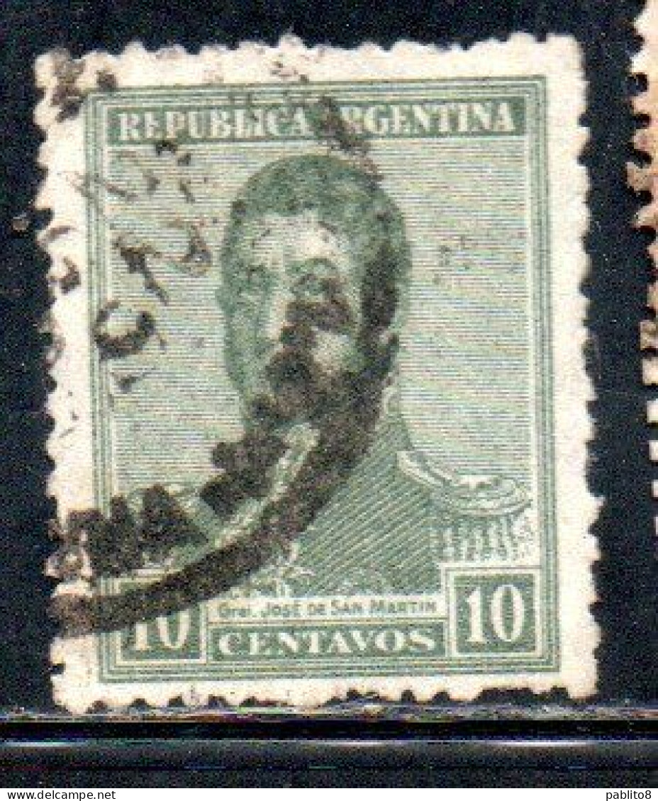 ARGENTINA 1920 JOSE DE SAN MARTIN 10c USED USADO OBLITERE' - Oblitérés