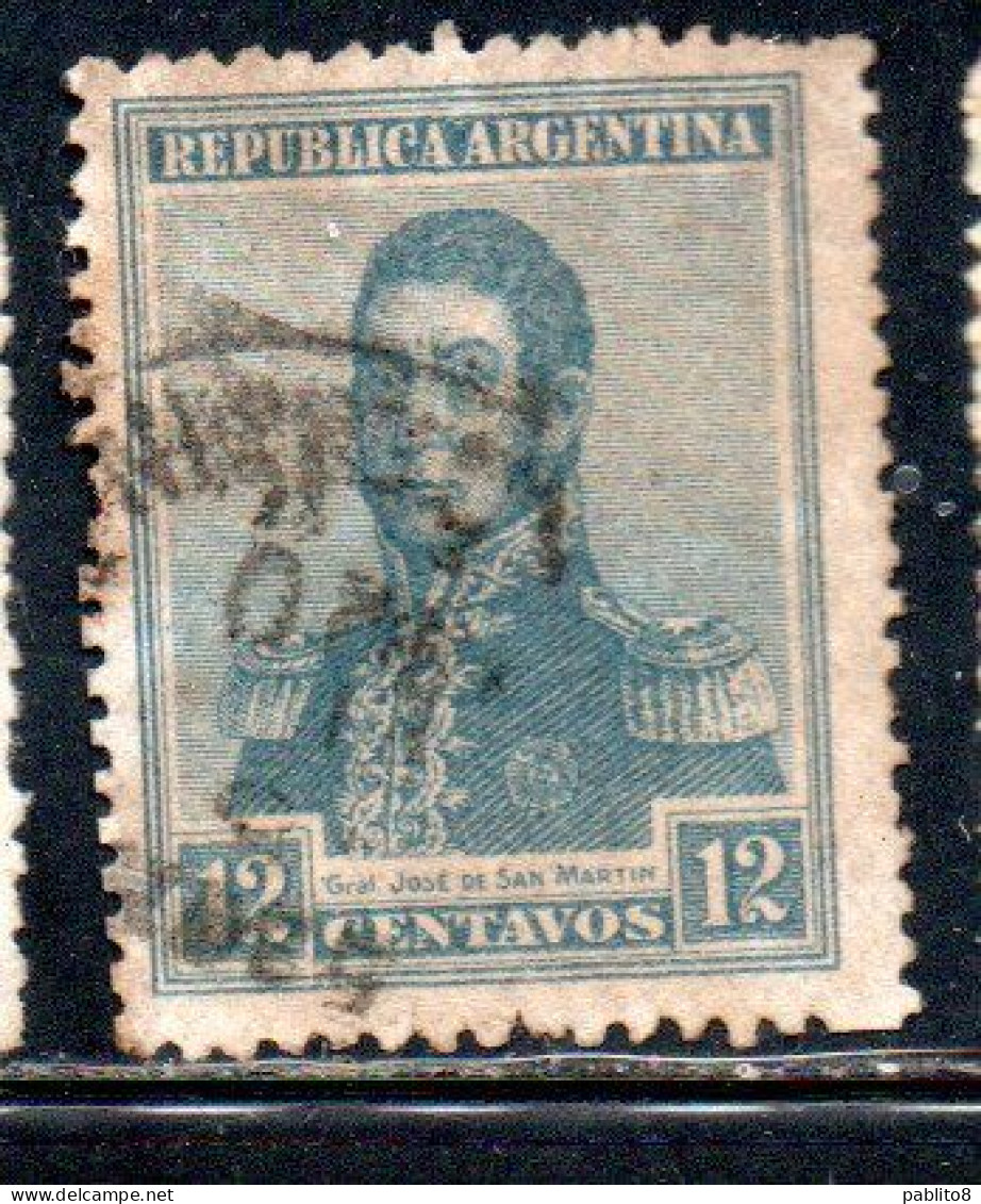 ARGENTINA 1920 JOSE DE SAN MARTIN 12c USED USADO OBLITERE' - Used Stamps