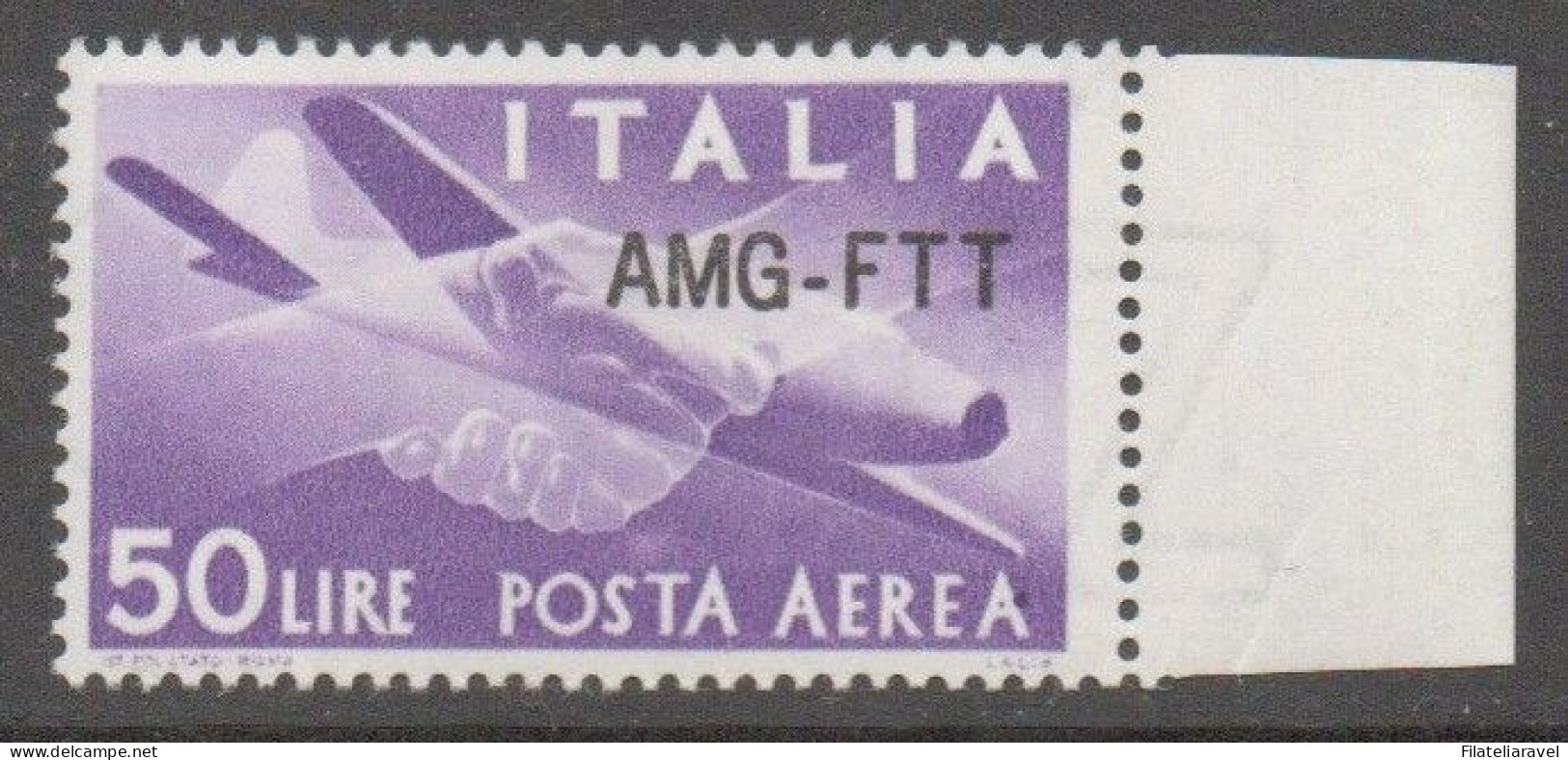 Trieste A - 1954 - Posta Aerea Serie Democratica Con Nuova Soprastampa. Cat 22A.  TL - Firmato Viesti - Poste Aérienne