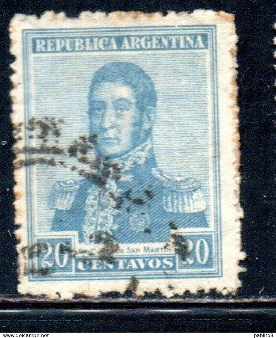 ARGENTINA 1920 JOSE DE SAN MARTIN 20c USED USADO OBLITERE' - Oblitérés