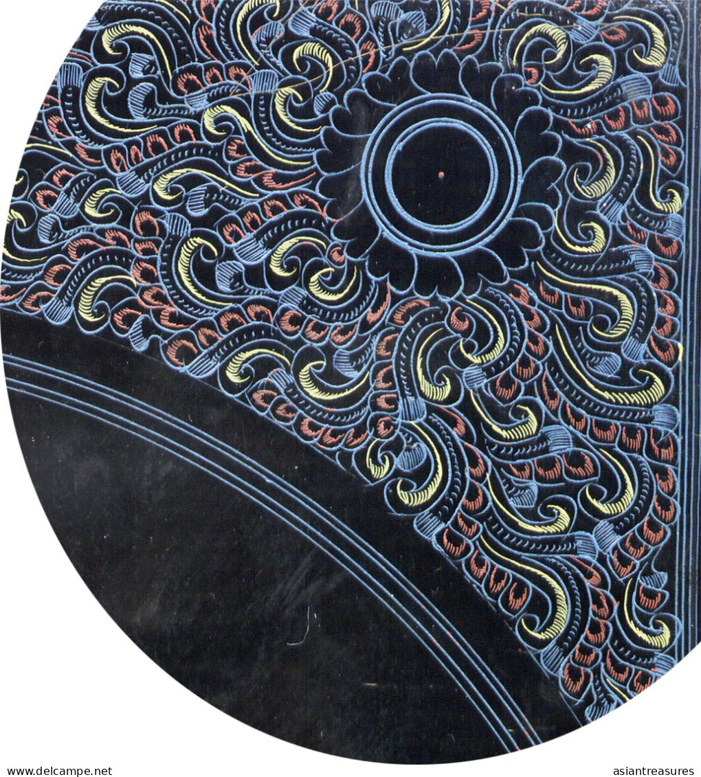 Antique Burma Lacquerware Art  Hand-painted, Hand Etched Painting Intricate Work - Arte Asiatica