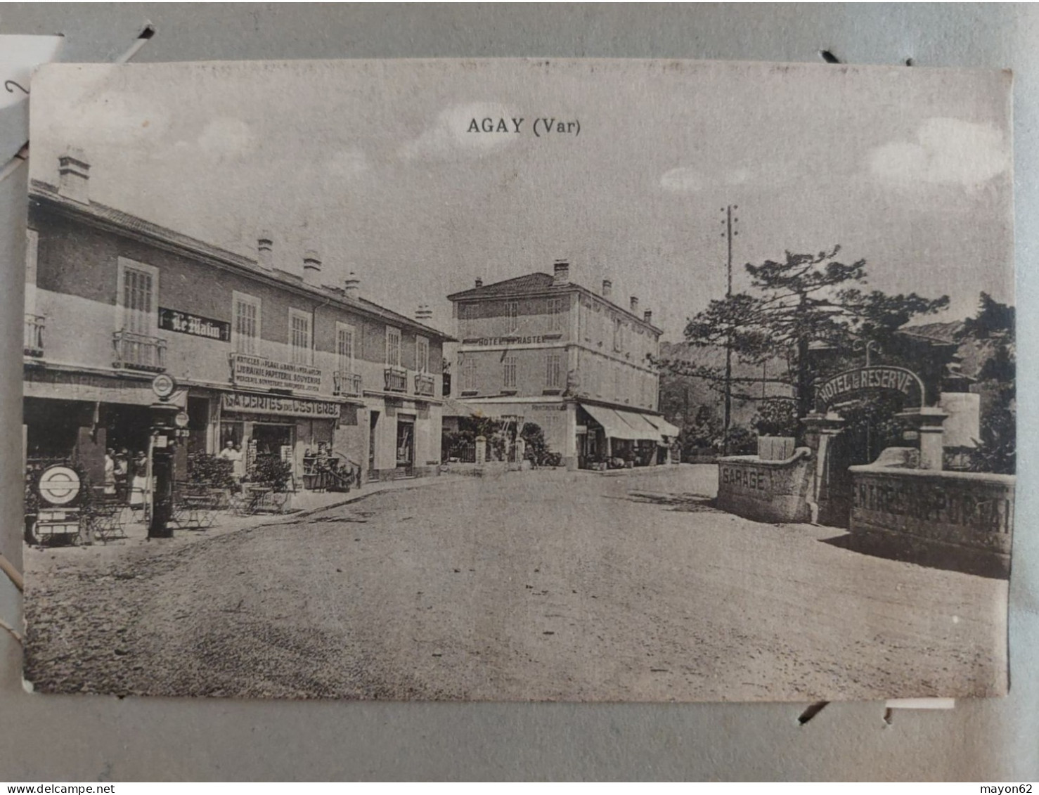 AGAY - BELLE CPA ANIMEE, COMMERCES GALERIES ESTEREL + HOTEL RESERVE  - ECRITE +  TIMBRE NEUF SEMEUSE N° Yvert 237 - Saint-Raphaël