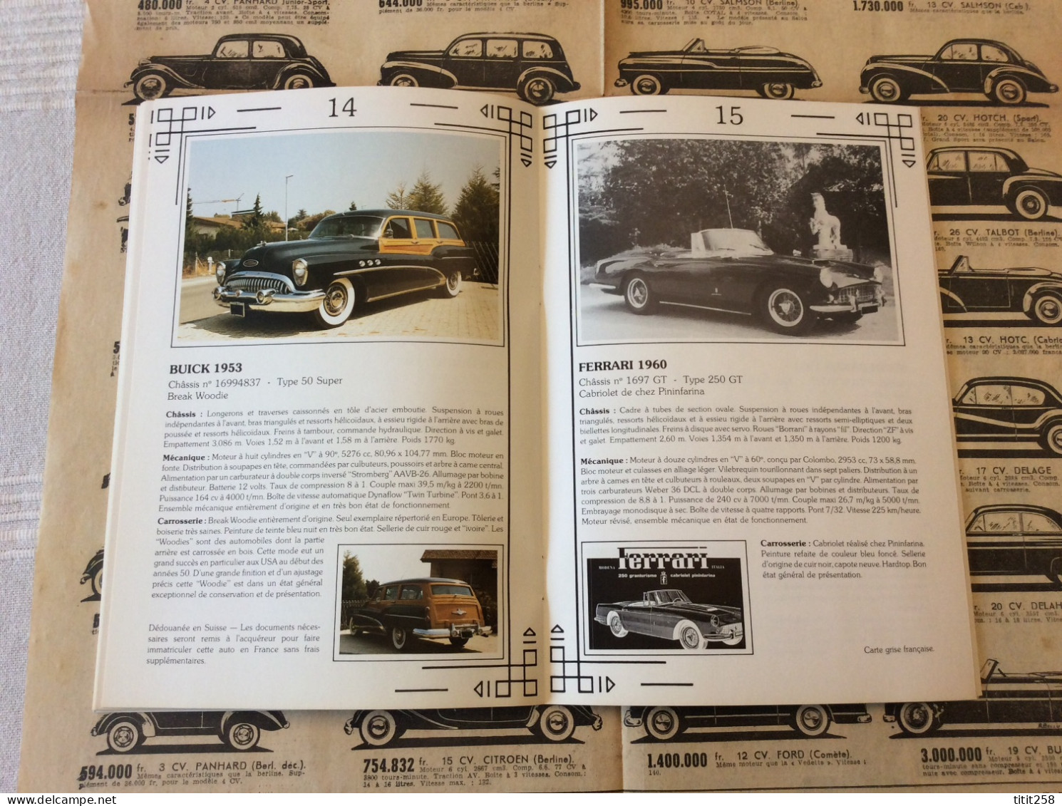 Catalogue Vente Automobiles Citroén Traction Bugatti  Aston Martin  Etc + Tarifs Salon 1951 Couverture Photo Hamilton