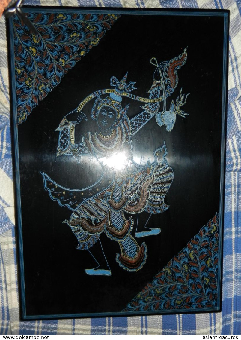 Antique Burma Lacquerware Art  Hand-painted, Hand Etched Painting Intricate Work - Aziatische Kunst
