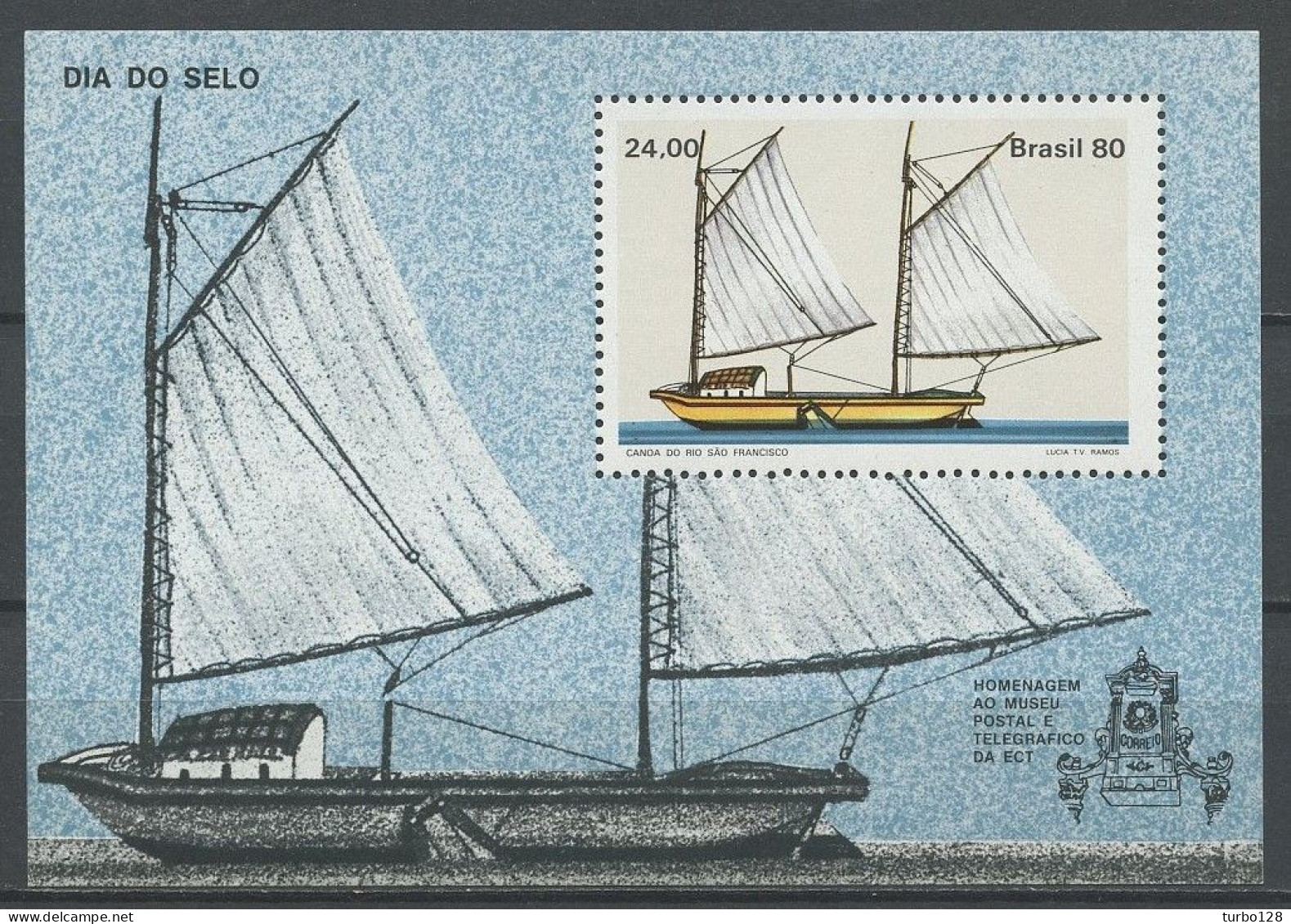 BRESIL 1980 Bloc  N° 42 ** Neufs MNH TTB C 2 € Bateaux Voiliers Sailboat Journée Du Timbre Musée Postal Et Télégraphique - Blocks & Sheetlets