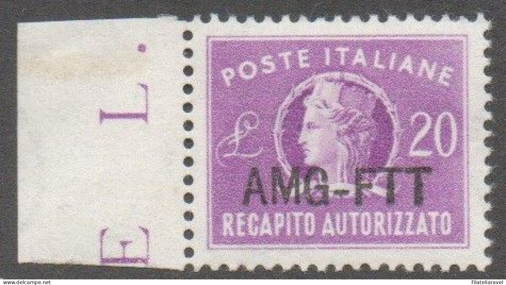 Trieste - Zona A - 1954 - RECAPITO AUTORIZZATO, 20 Lire Lilla, Con Nuova Soprastampa. Cat 5A. Integro. - Posta Espresso