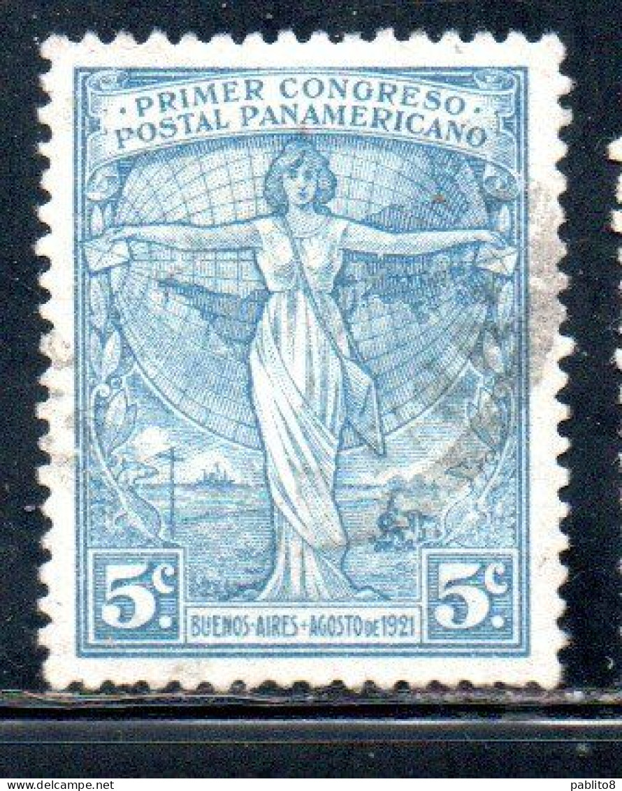 ARGENTINA 1921 ALLEGORY PAN-AMERICA 5c USED USADO OBLITERE' - Usati