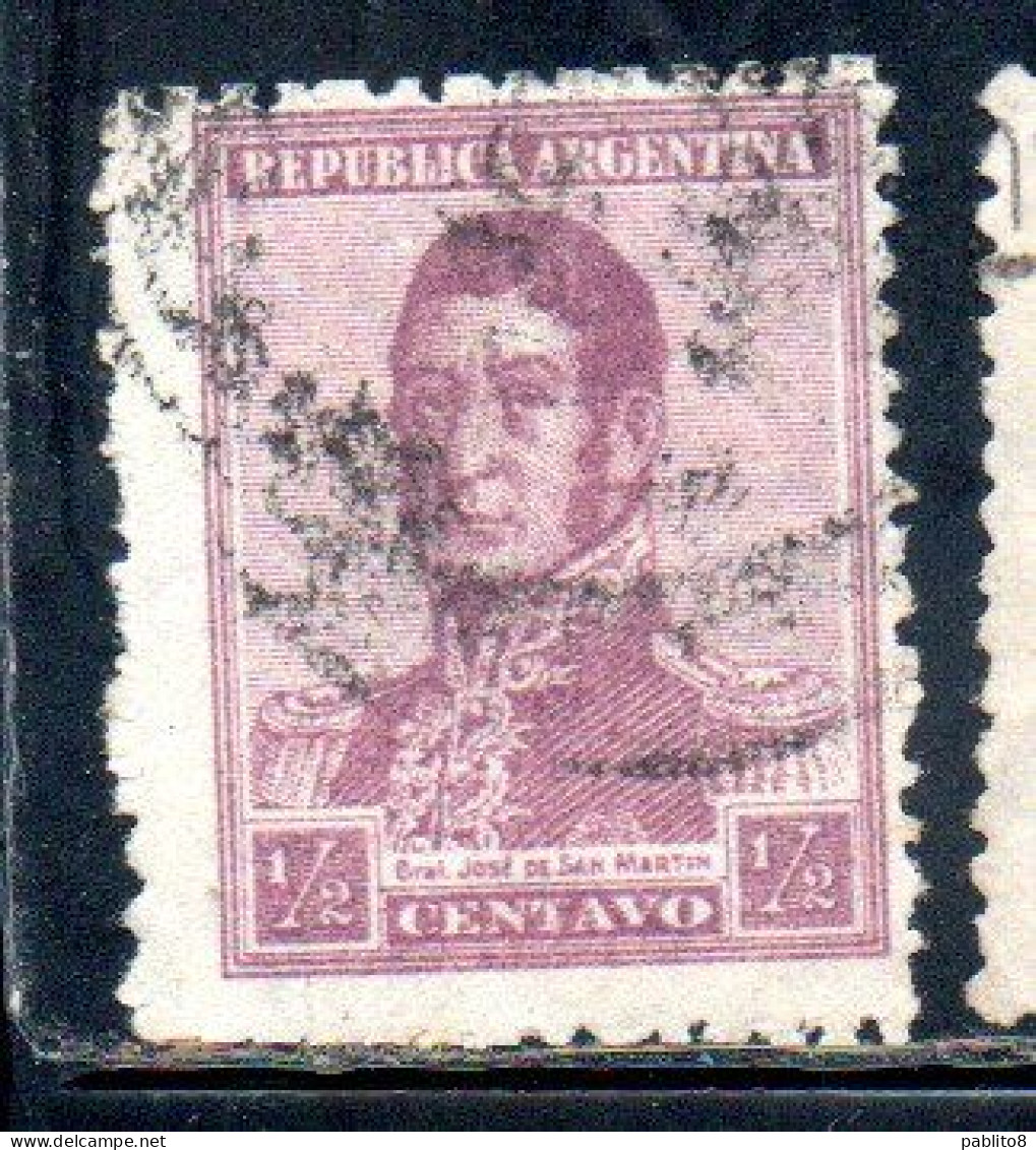 ARGENTINA 1922 1923 JOSE DE SAN MARTIN 1/2c USED USADO OBLITERE' - Used Stamps