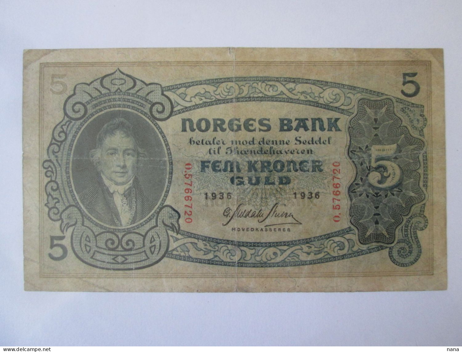 Rare! Norway 5 Kroner 1936,see Pictures - Noorwegen