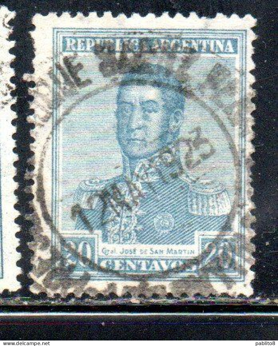 ARGENTINA 1922 1923 JOSE DE SAN MARTIN 20c USED USADO OBLITERE' - Used Stamps