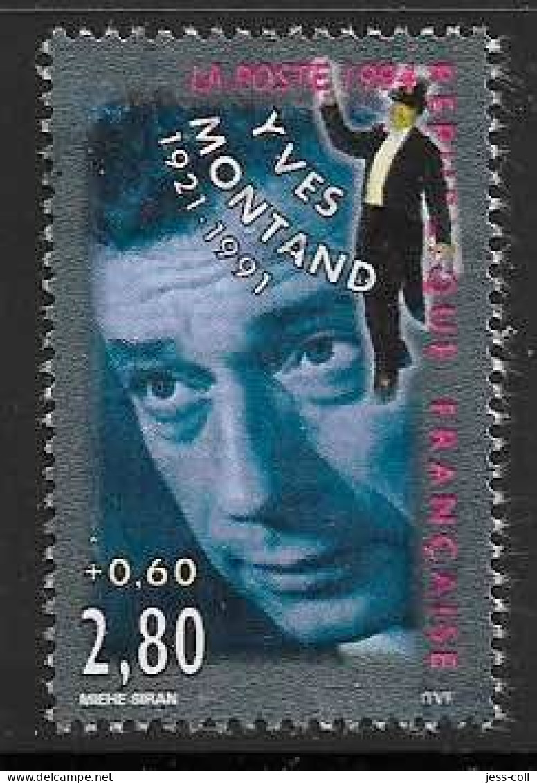 Yvert 2901 2 F 80 + 60 C Yves Montand - O - Gebraucht