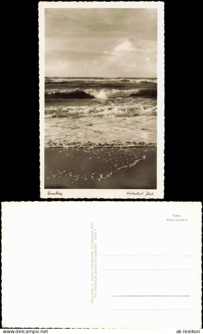 Ansichtskarte Juist Strand, Brandung Fotokarte 1961 - Juist