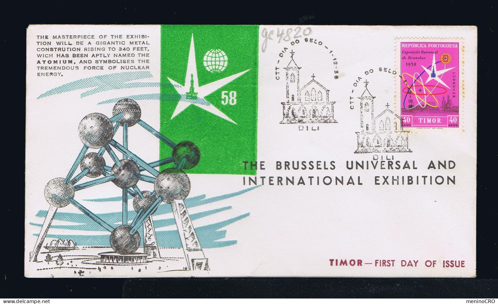 Gc8420 TIMOR Portugal Bruxelles 1958 Universal Expo ATOMIUM Symbol Nuclear Energy Stamp's Day Church èglises RARE - 1958 – Bruselas (Bélgica)