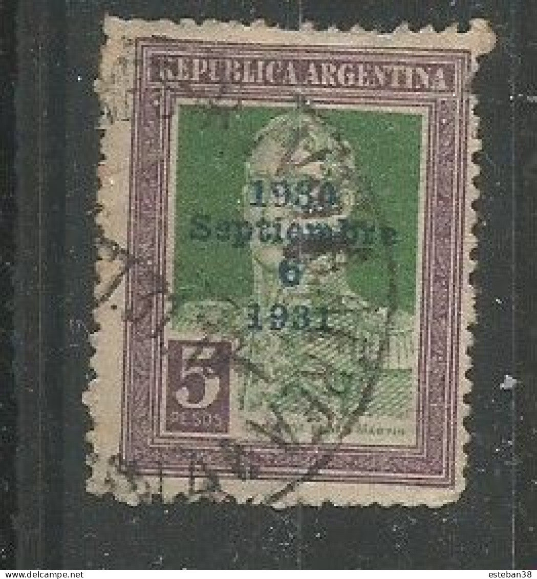 San Martin $5 Gris Y Lila Verde - Used Stamps