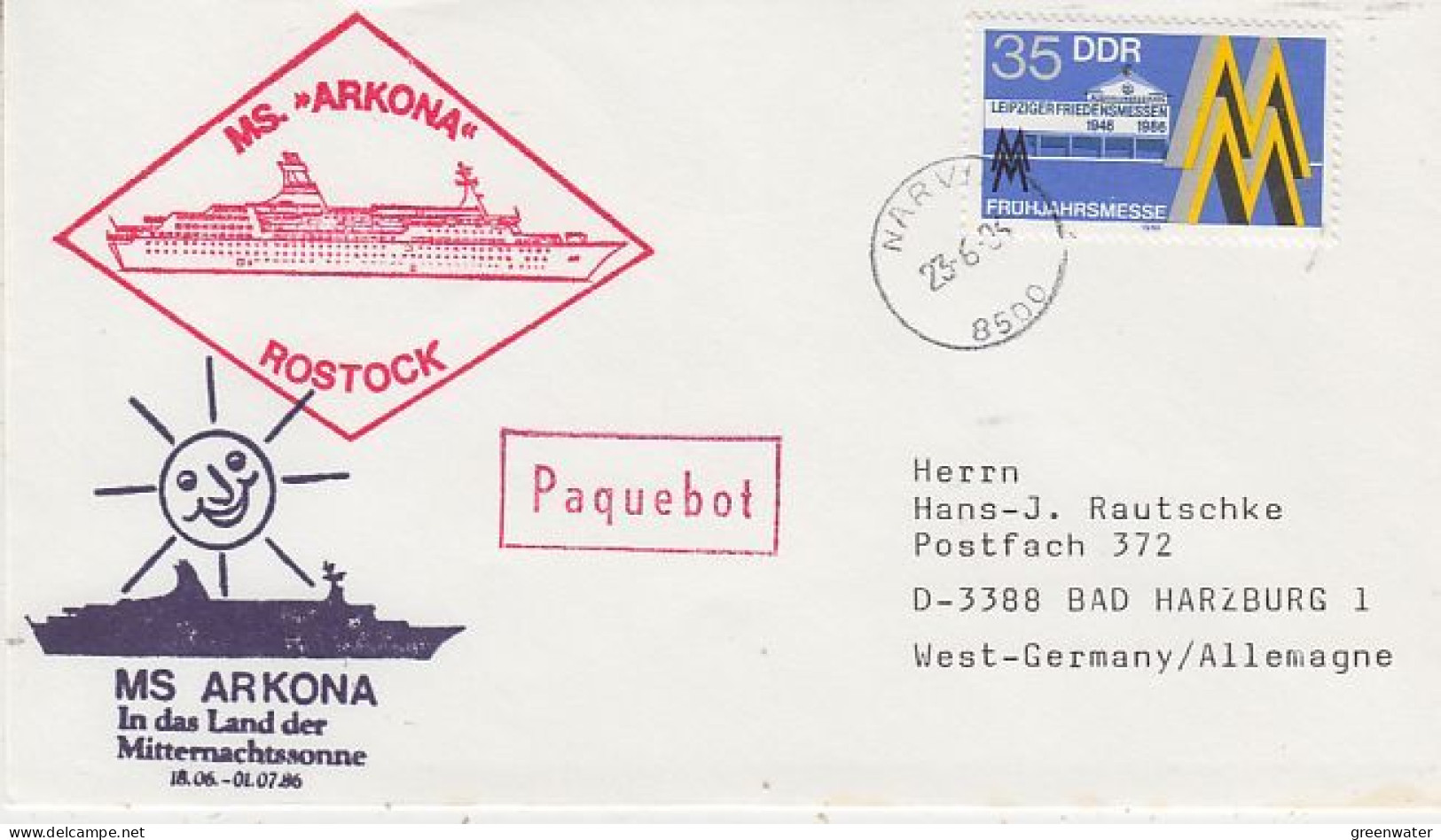 DDR MS Arkona Ca Narvik 23.6.1996 (GS162) - Barcos Polares Y Rompehielos