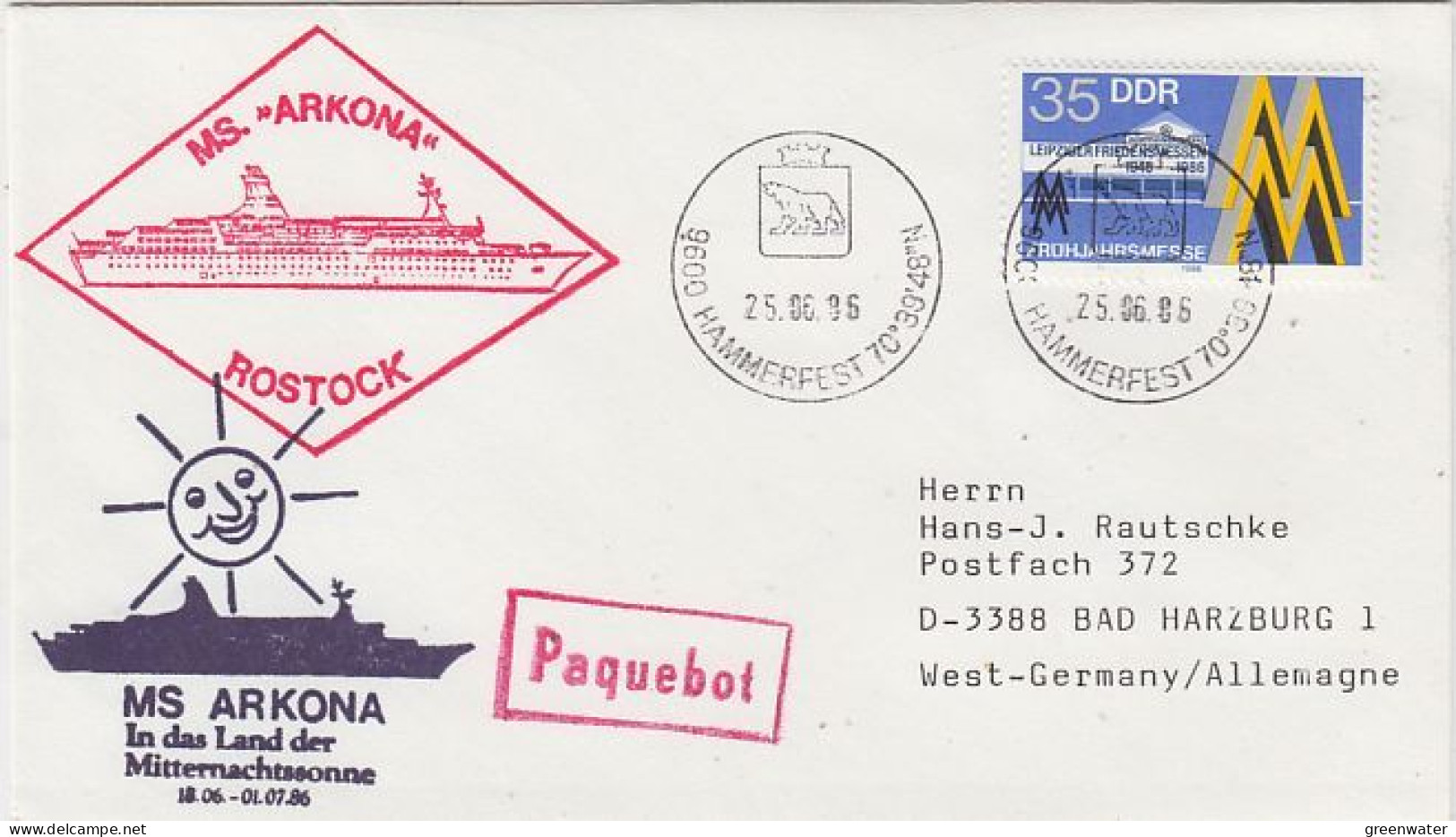 DDR MS Arkona Ca Hammersfest 25.6.1996 (GS162A) - Polar Ships & Icebreakers