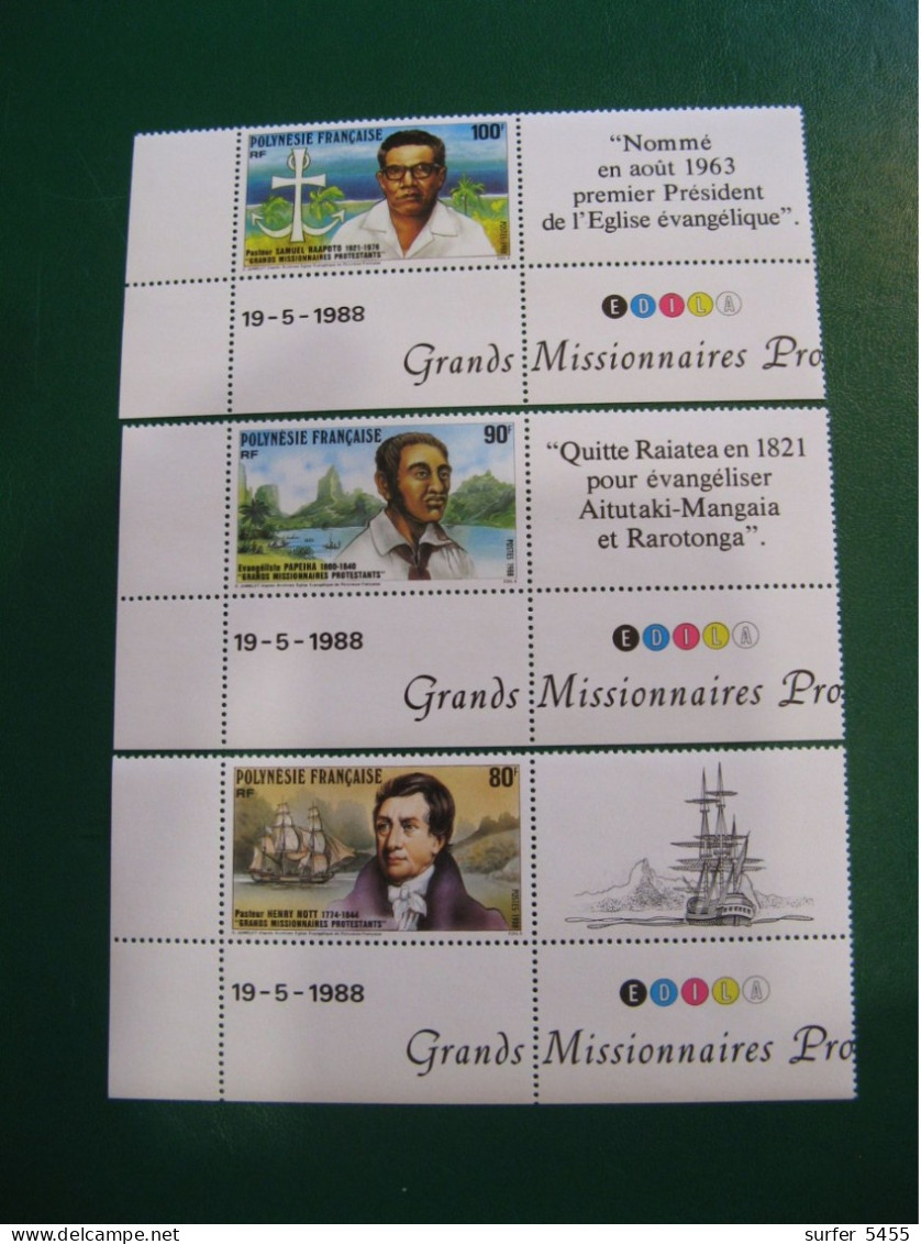 P0LYNESIE YVERT PO ORDINAIRE N° 318 /320 CD TIMBRES NEUFS ** LUXE - MNH - SERIE COMPLETE- COTE 8,40 EUROS - Unused Stamps