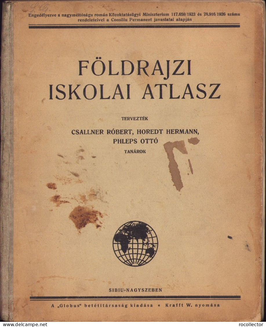 Földrajzi Iskolai Atlasz 1926 Nagyszeben Hermannstadt 630SP - Alte Bücher