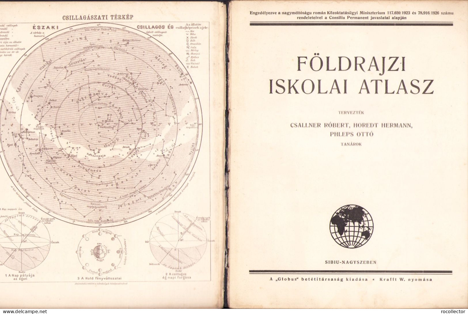 Földrajzi Iskolai Atlasz 1926 Nagyszeben Hermannstadt 630SP - Old Books