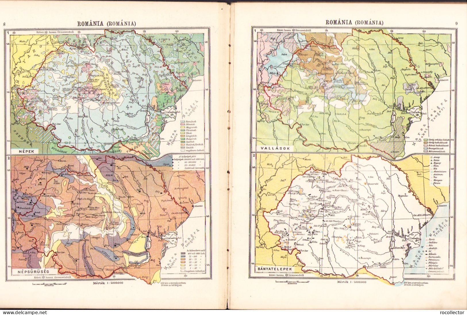 Földrajzi iskolai atlasz 1926 Nagyszeben Hermannstadt 630SP
