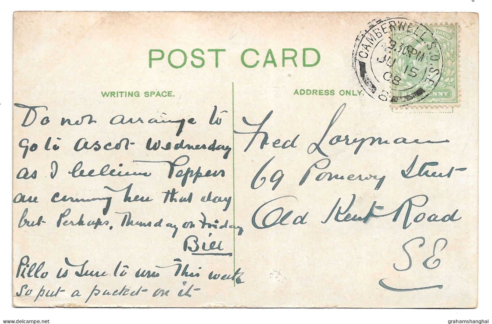 Postcard UK England Kent Ramsgate Royal Victoria Pavilion Post 1908 Message Has Successful Ascot Horse Racing Tip ! - Ramsgate