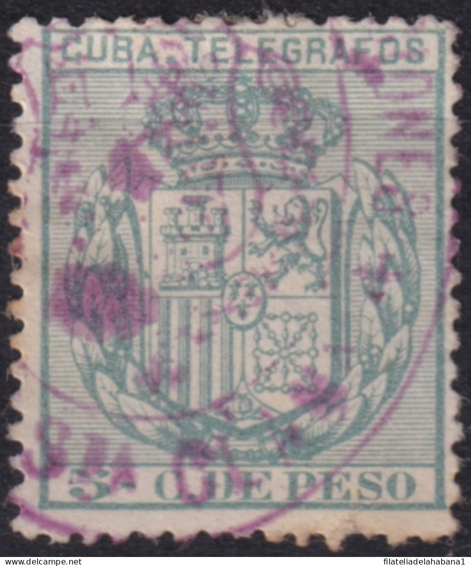 1892-33 CUBA SPAIN 1892 5c ALFONSO XIII TELEGRAPH TELEGRAFOS RARE CANCEL.  - Préphilatélie