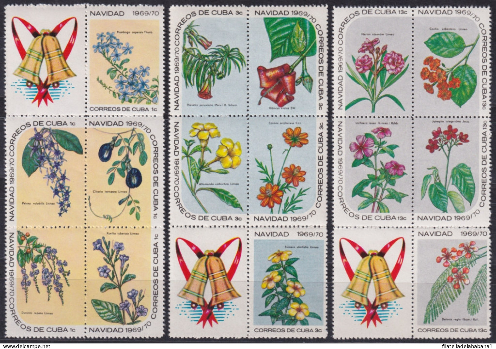 1969.153 CUBA 1969 MNH. Ed.1704-18. NAVIDAD CHRISTMAS FLORES FLOWERS.  - Unused Stamps