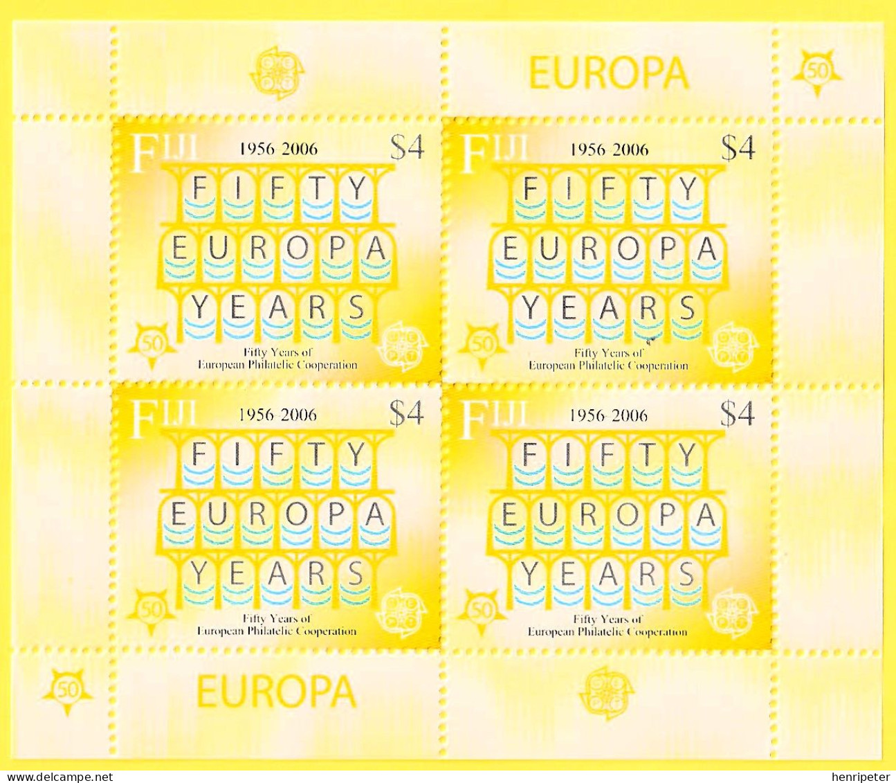 Petite Feuille Neuve** De 4 Timbres-poste - 50e Anniversaire Des Timbres EUROPA - N° 1112KB (Michel) - Fidji 2005 - Fiji (1970-...)