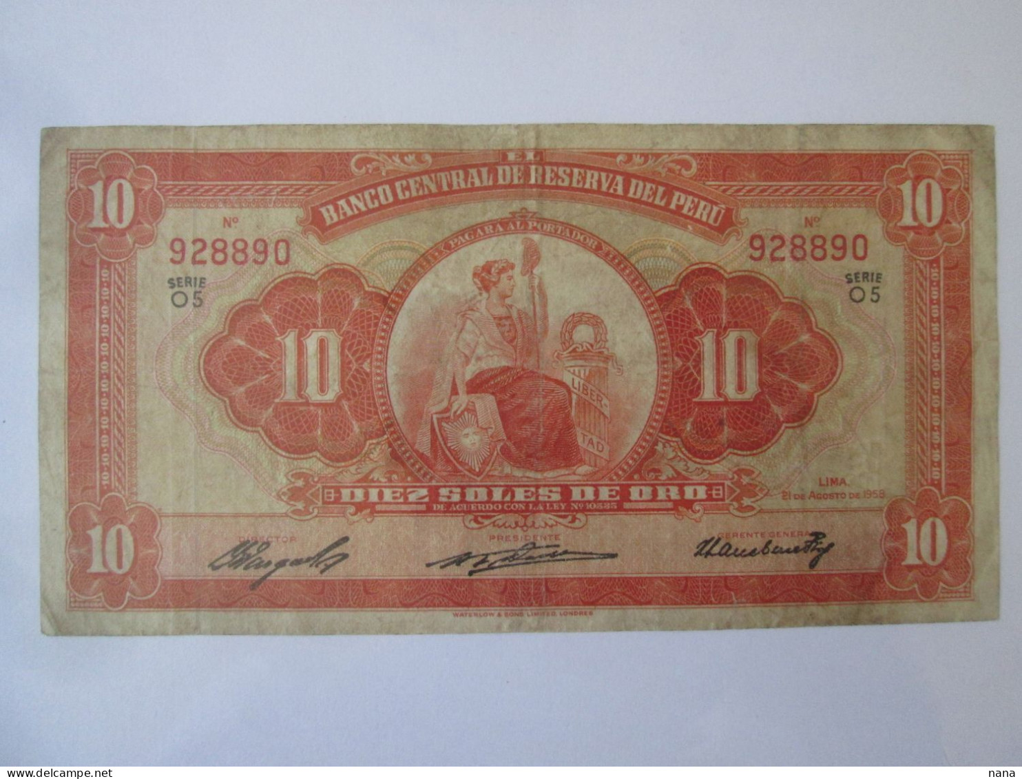 Peru 10 Soles De Oro 1958 Banknote,see Pictures - Pérou