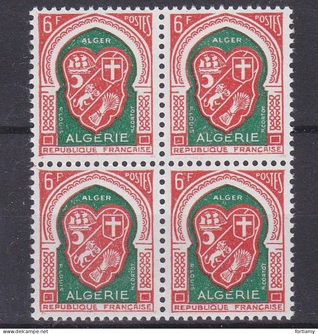 LOT 382 ALGERIE N°353 BLOC DE 4  ** - Neufs