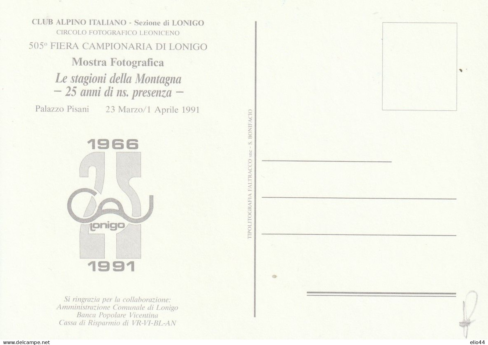 Tematica - Sport Alpinismo -  CAI Lonigo (VI) - Mostra Fotografica " Le Stagioni Della Montagna " - - Alpinisme