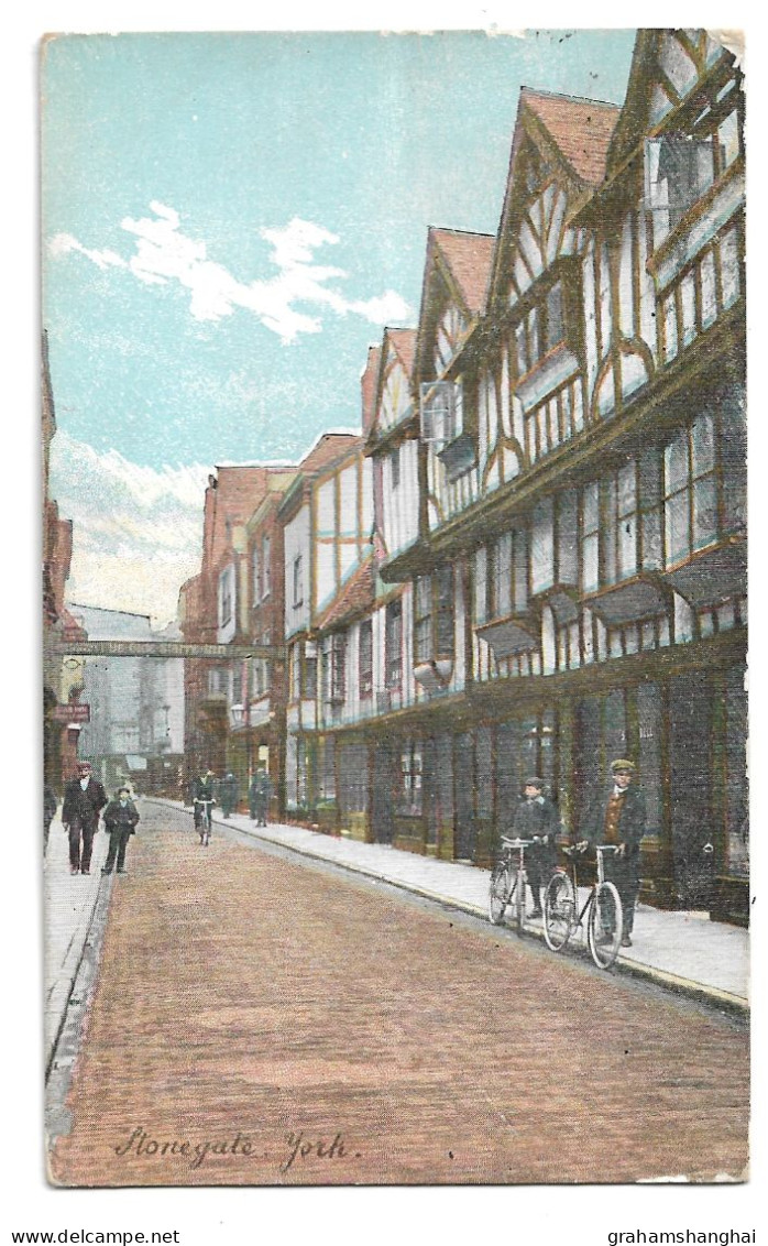 Postcard UK England Yorkshire York Stonegate Published Shurey Posted 1907 Message Tells Of Family Troubles Accidents - York