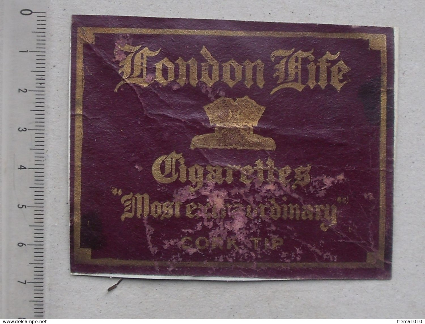 TABAC Authentique Partie D'un Ancien Paquet De Cigarettes LONDON LIFE: CORK TIP - Collé Sur Papier - Other & Unclassified