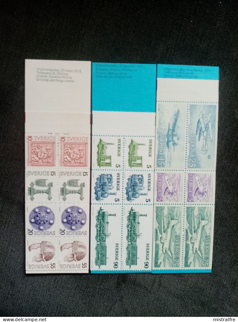 SUEDE . 1972 - 75. Carnets " Trains / Avions / Armes De Guerre . - Unused Stamps