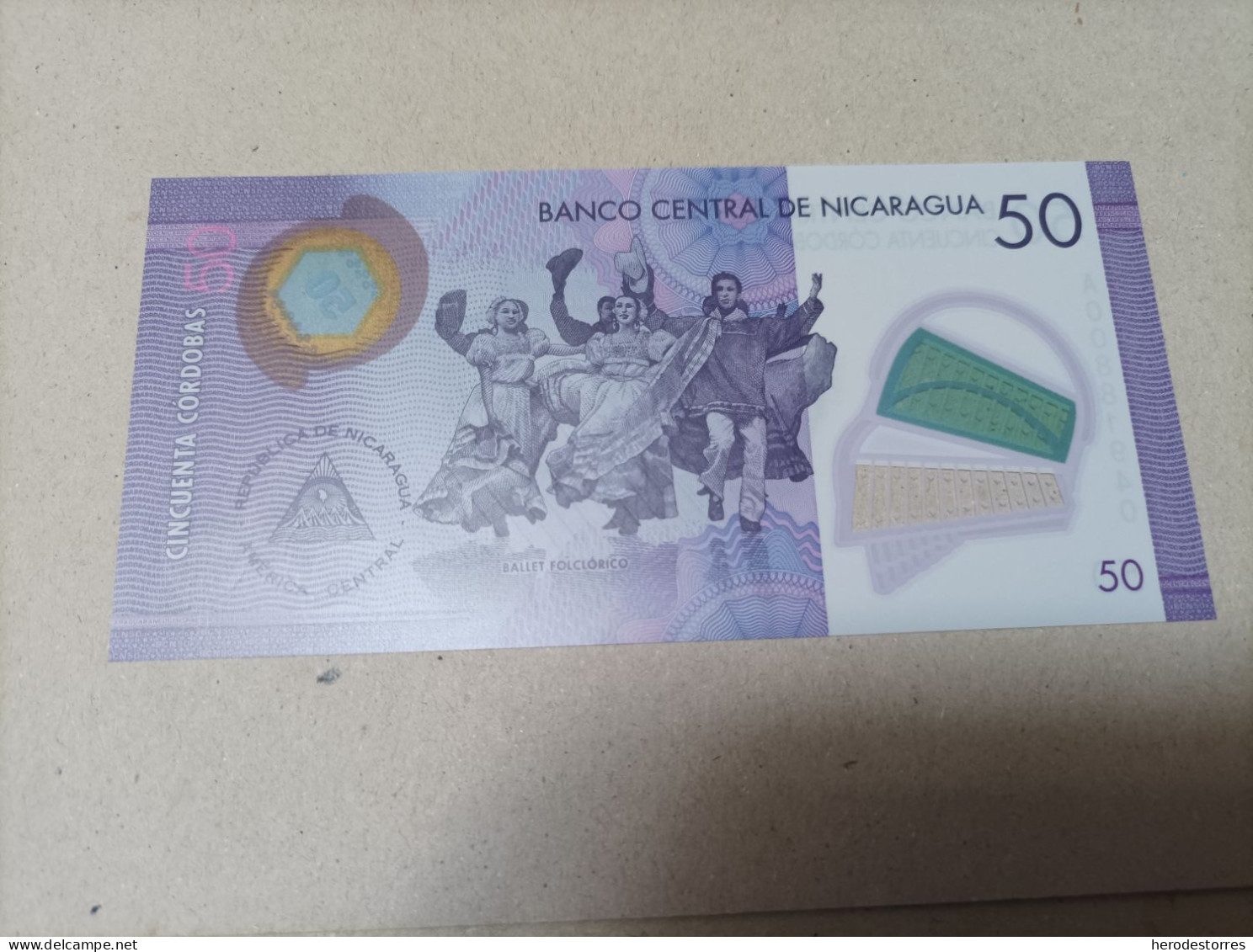 Billete Nicaragua, 50 Córdobas, Año 2014, Numero Bajo, Serie A00881940, UNC - Nicaragua