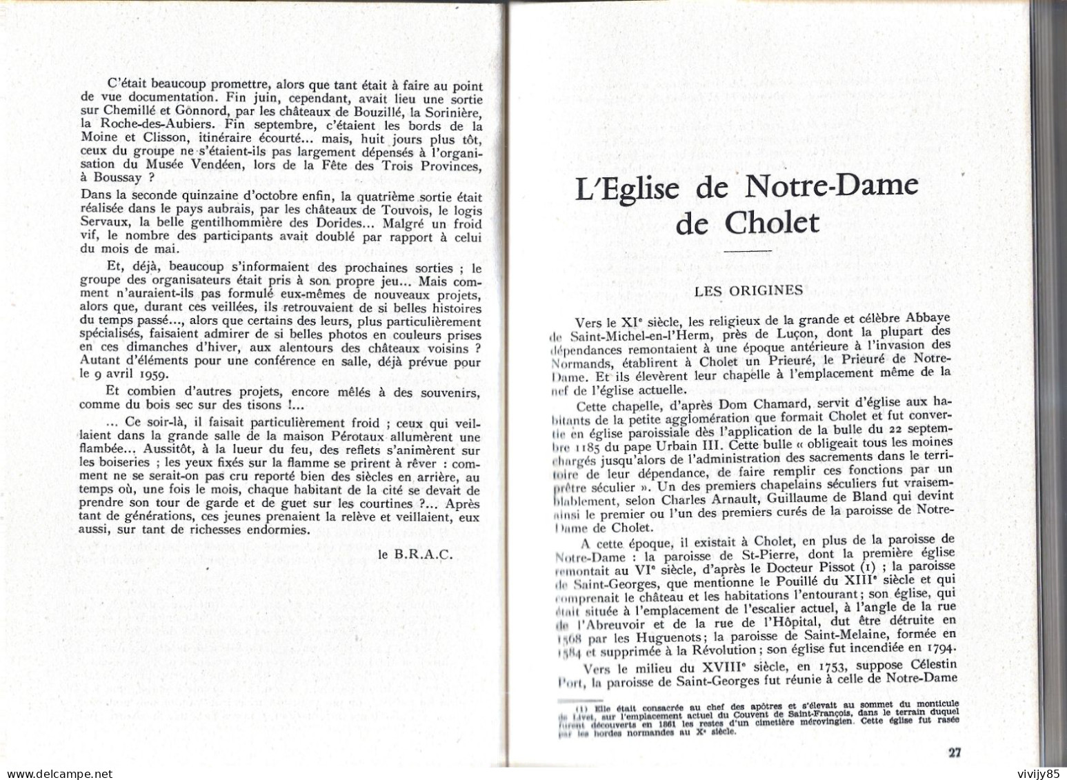 49 - CHOLET Et Sa Région " Livre Société Sciences/lettres /Beaux Arts ( 48 Pages Sur Notre Dame ) - Pays De Loire