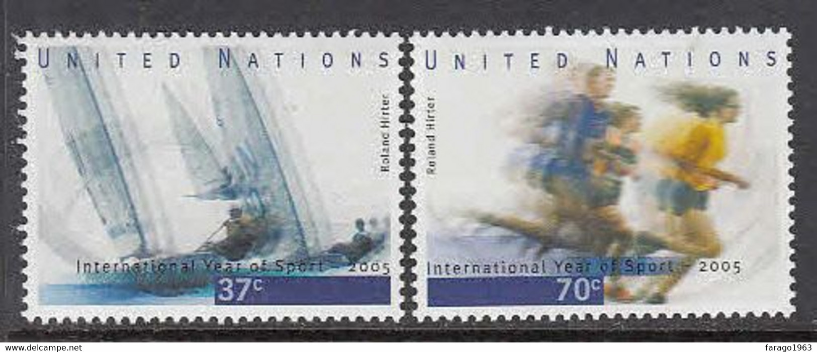 2005 United Nations Sports Sailing Complete Set Of 2  MNH  @ BELOW FACE VALUE - Ungebraucht