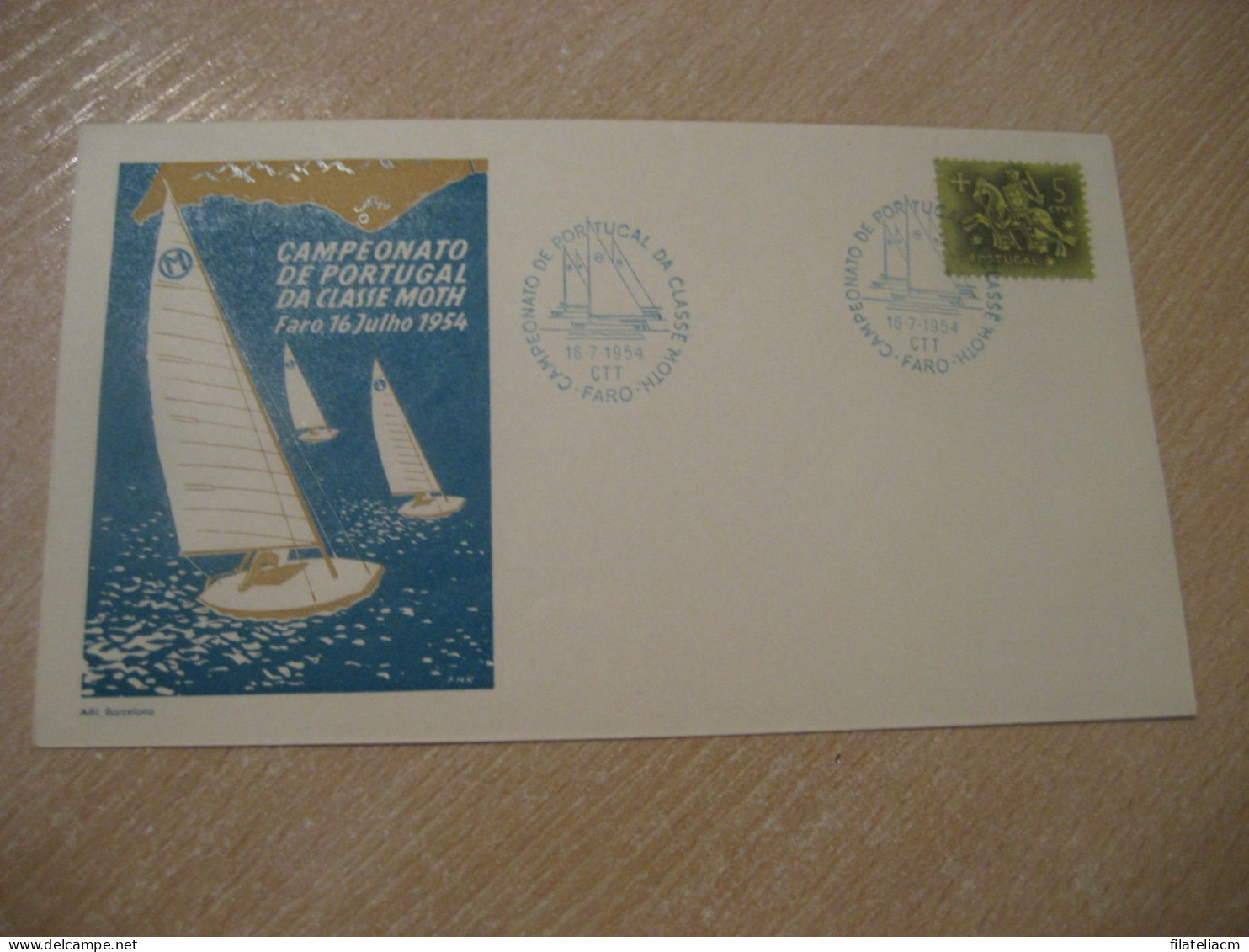 FARO 1954 Campeonato Da Classe Moth Class Sailing Cancel Cover PORTUGAL - Sailing