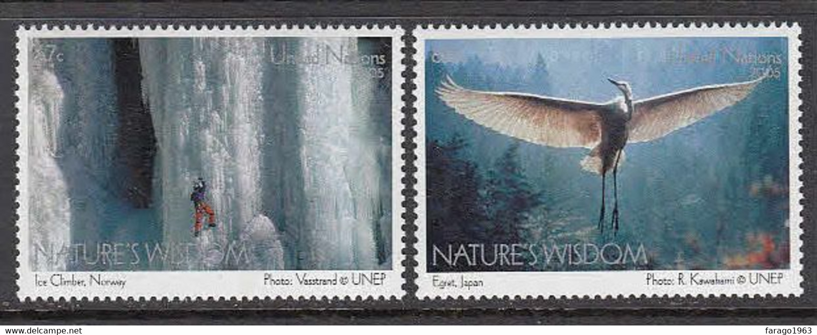 2005 United Nations Nature's Wisdom Photography Birds Complete Set Of 2  MNH  @ BELOW FACE VALUE - Ongebruikt