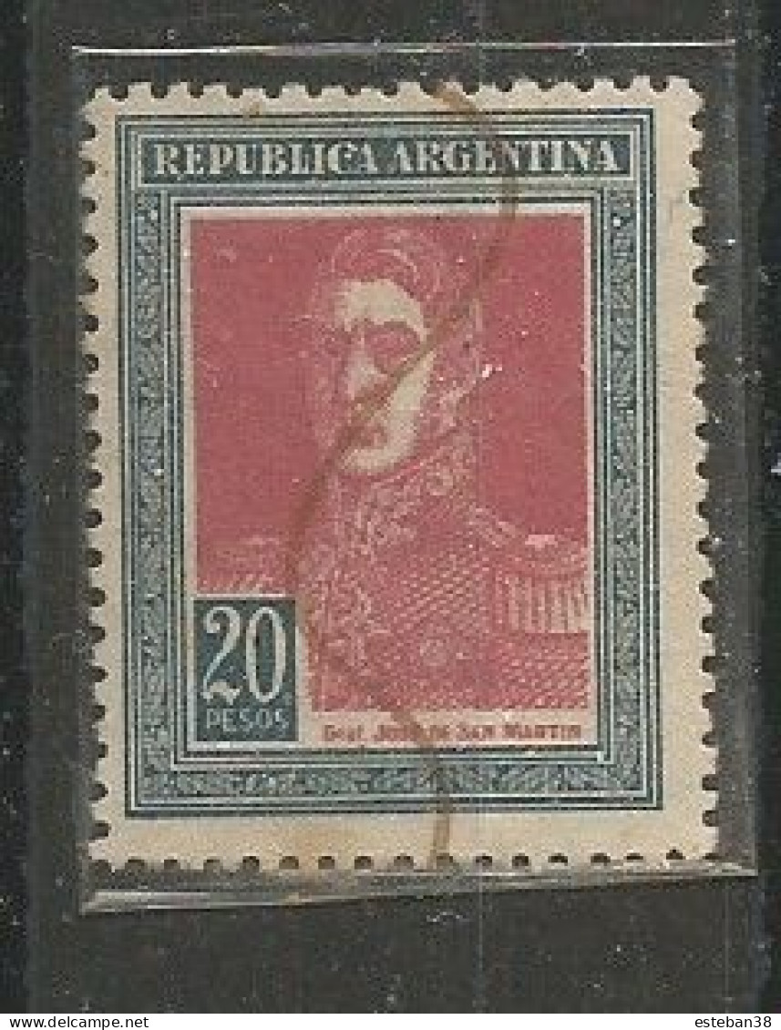 San Martin $20 Azul Y Gris Fil Sol Red - Used Stamps