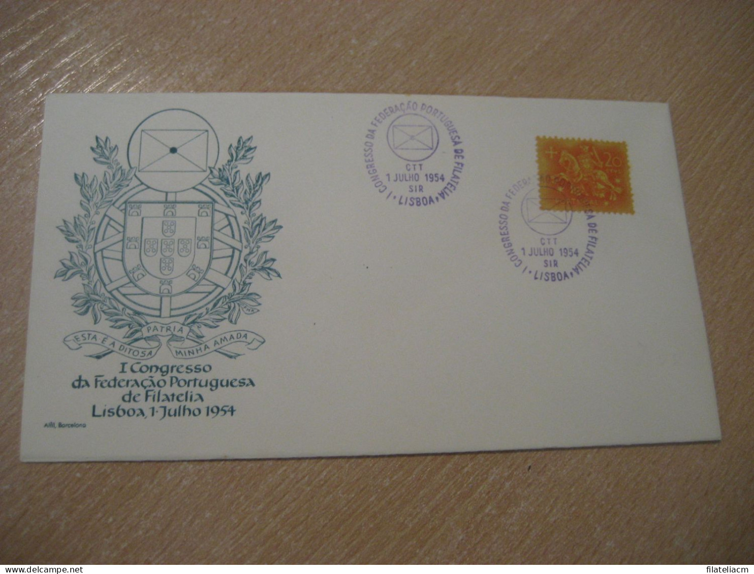 LISBOA 1954 Federaçao Portuguesa De Filatelia Cancel Cover PORTUGAL - Brieven En Documenten