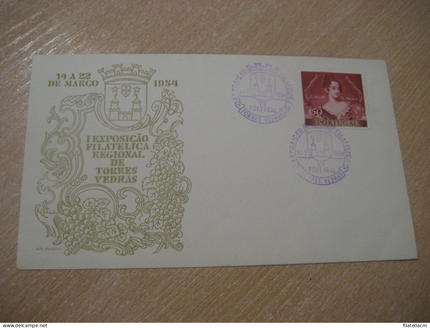TORRES VEDRAS 1954 Expo Filatelica Vino Wine Enology Cancel Cover PORTUGAL - Cartas & Documentos