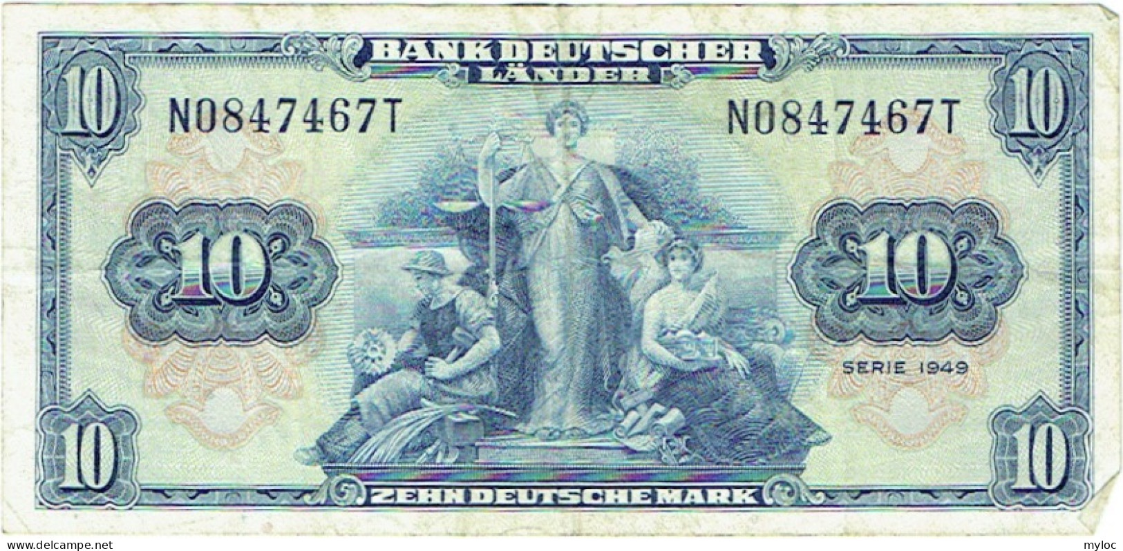 Billet. Allemagne. 10 Deutsche Mark. Série 1949. - 10 Deutsche Mark
