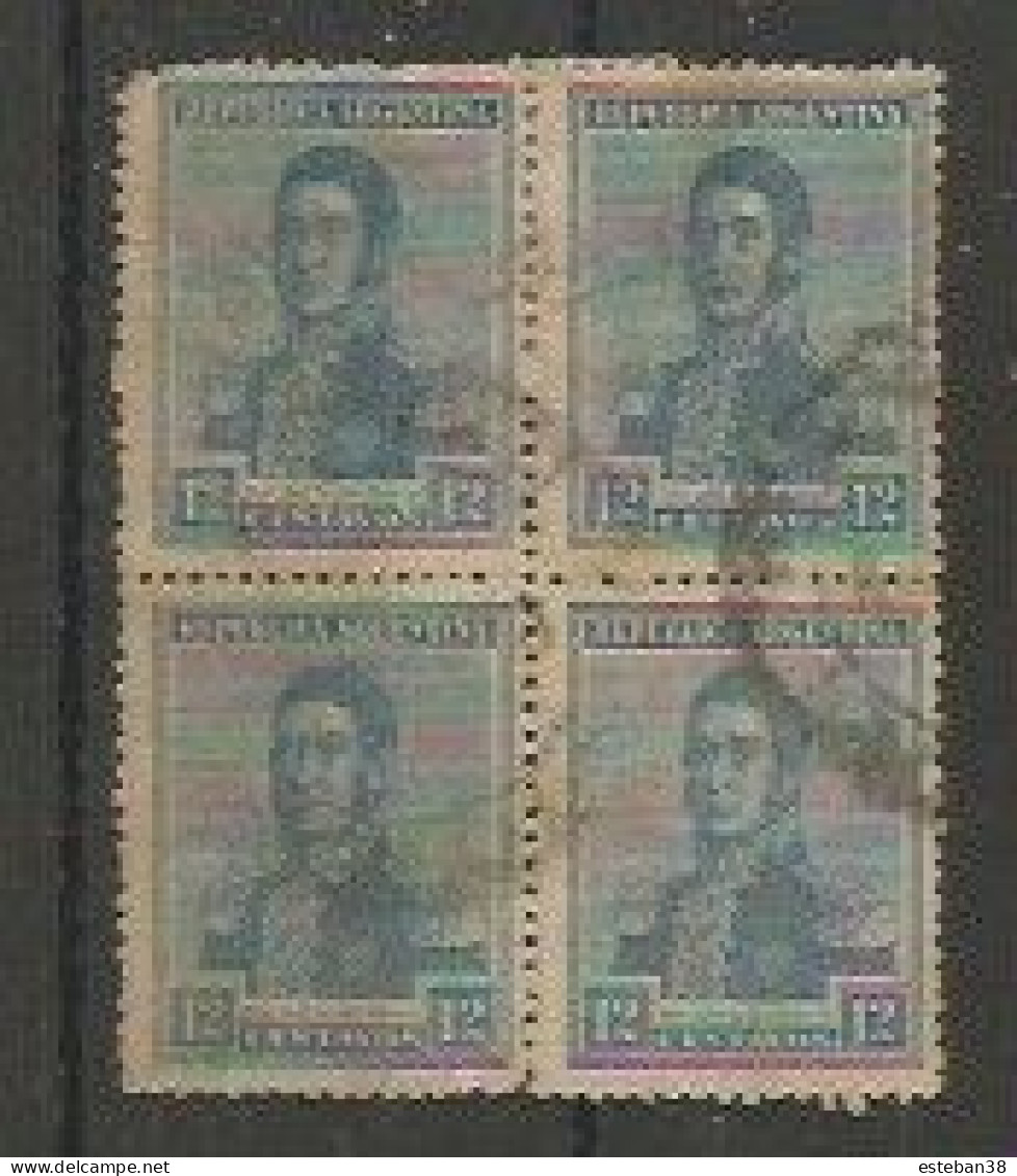 San Martin 12c Azul Filigrana Wheatley Bond - Used Stamps