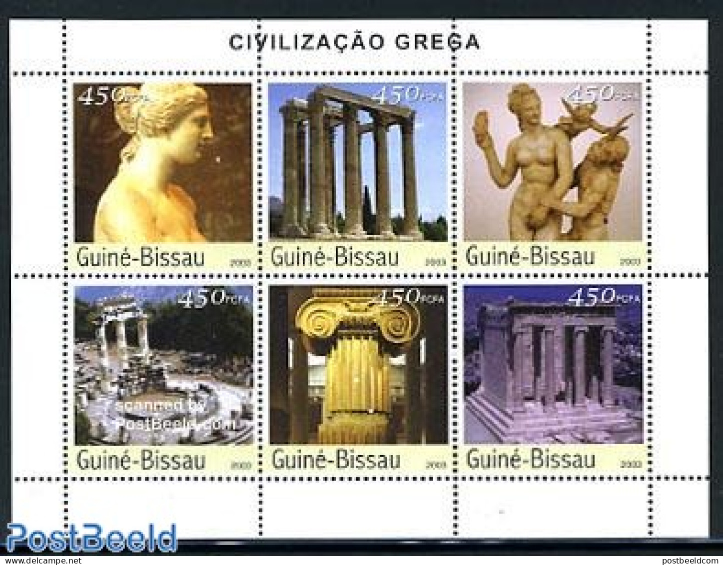 Guinea Bissau 2003 Greek Civilisation 6v M/s, Mint NH, History - Archaeology - Art - Sculpture - Arqueología