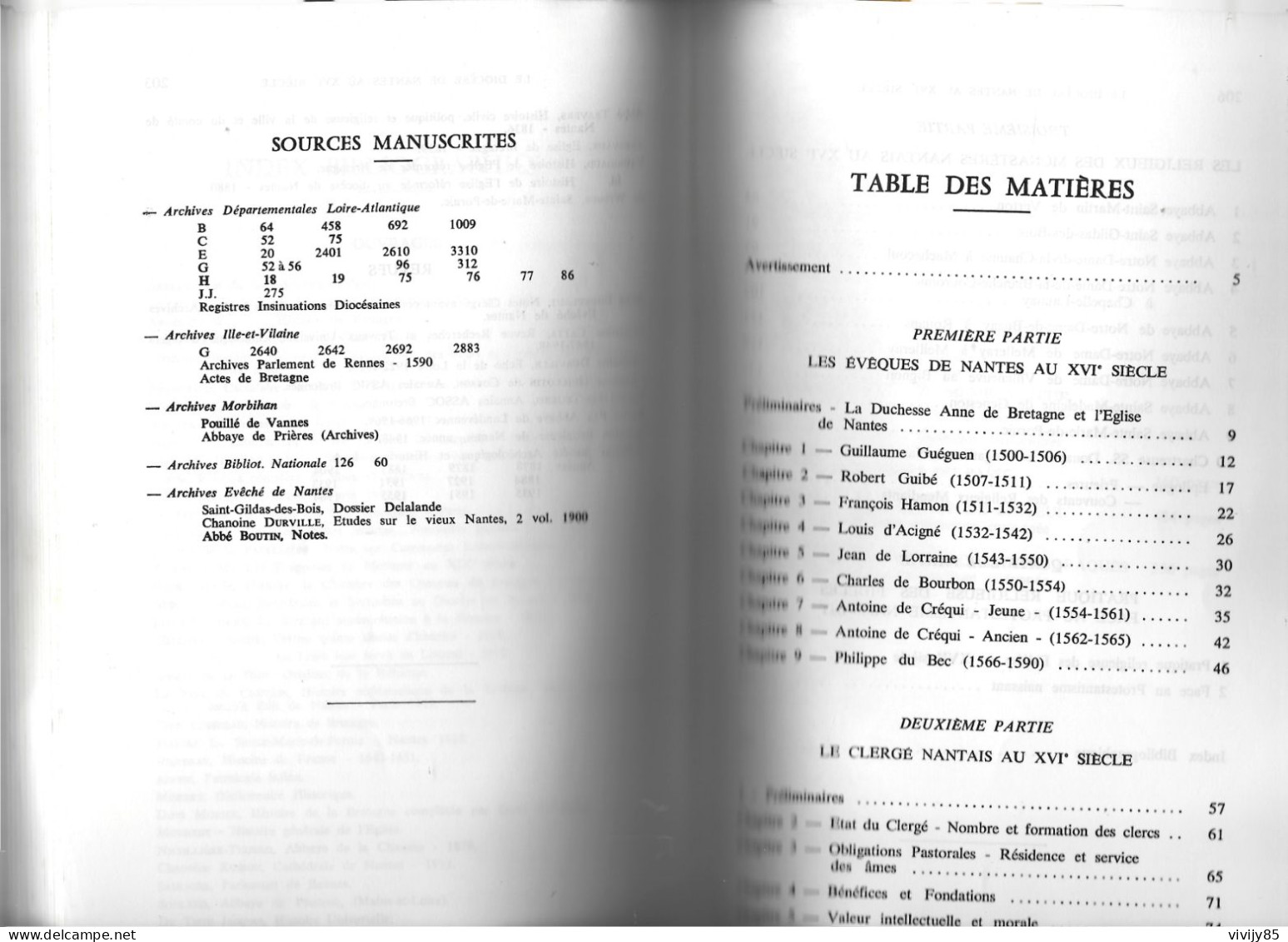 44 - NANTES - Livre " le Diocèse au XVI è siècle 1500-1600 " - 1976
