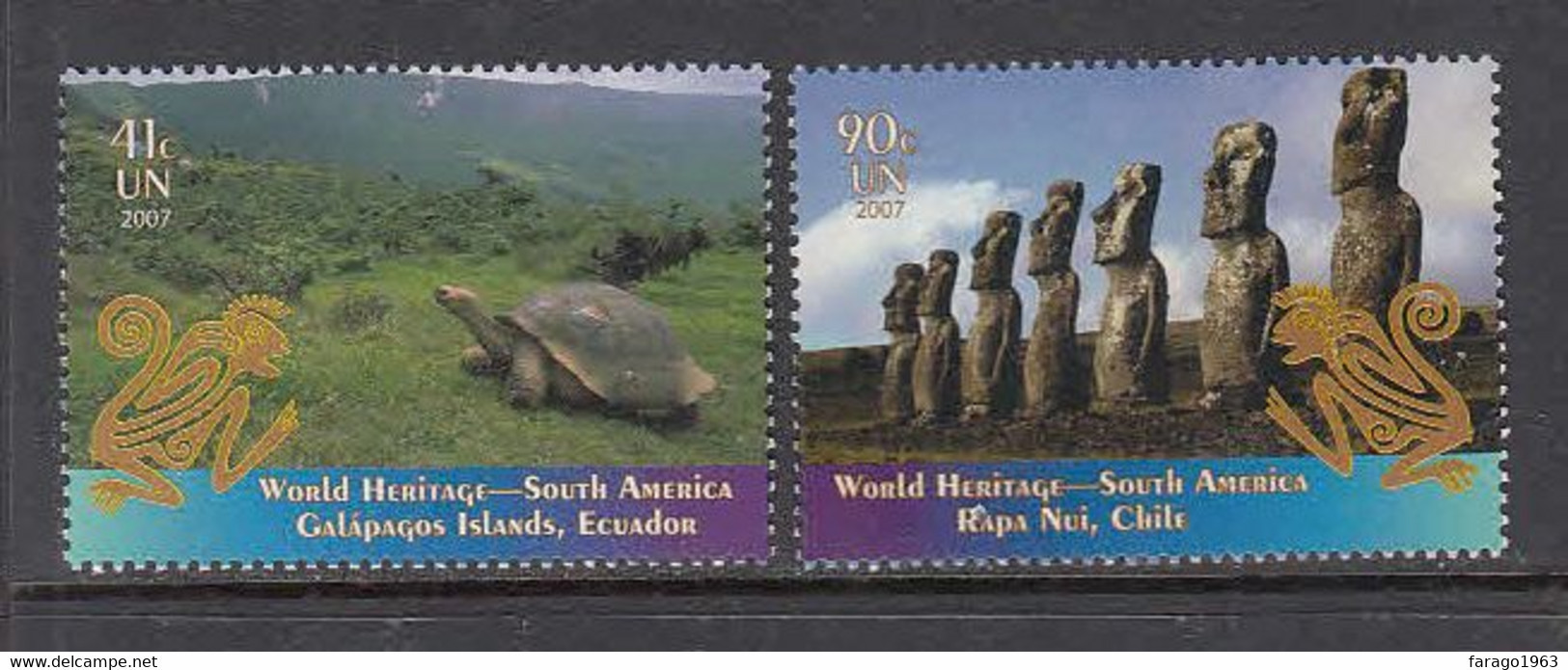 2007 United Nations New York World Heritage Easter Island Complete Set Of 2  MNH  @ BELOW FACE VALUE - Unused Stamps