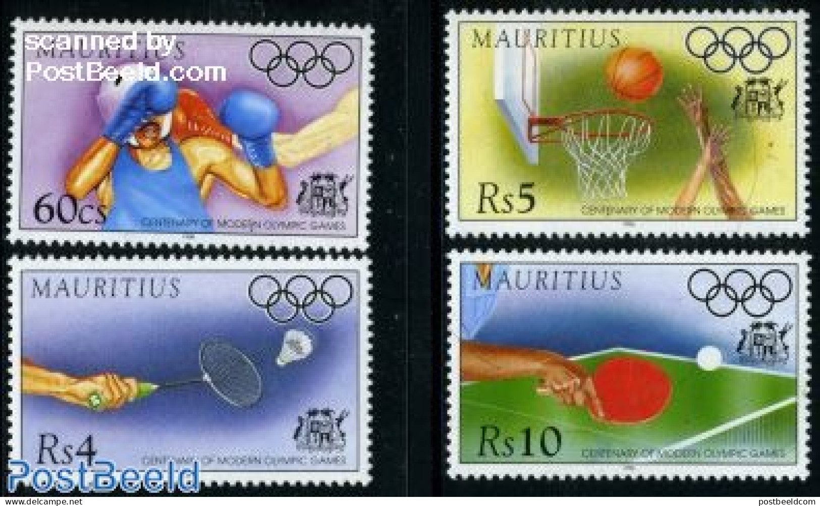 Mauritius 1996 Modern Olympics 4v, Mint NH, Sport - Badminton - Basketball - Olympic Games - Table Tennis - Tennis - Badminton