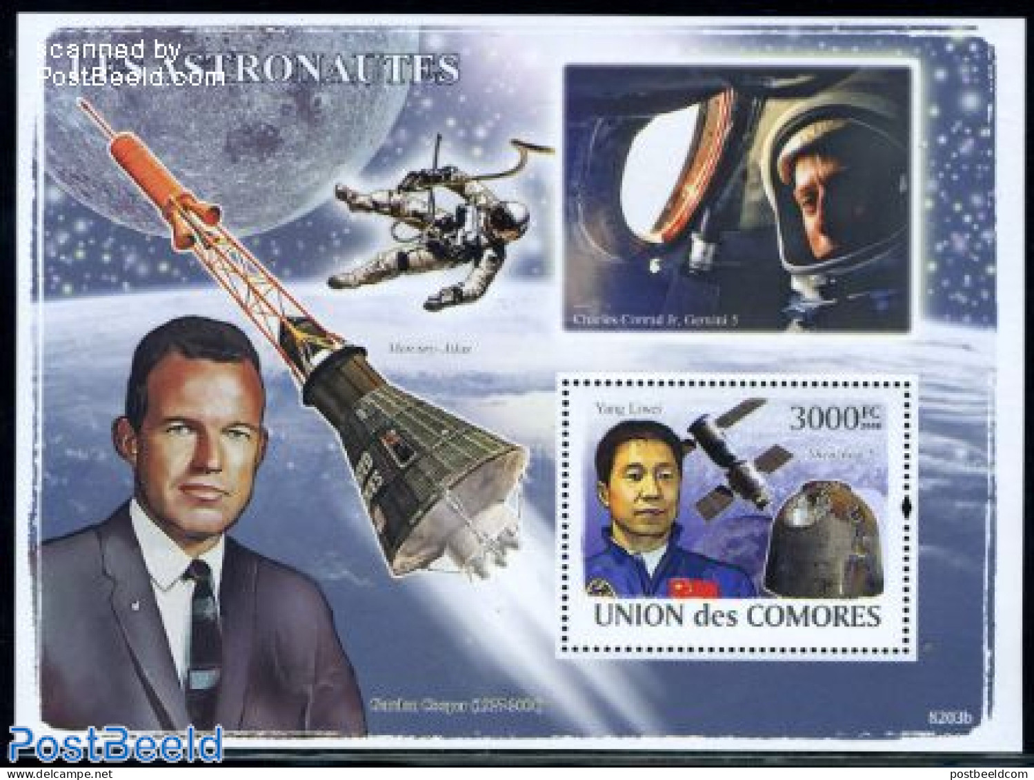 Comoros 2008 Astronauts S/s, Mint NH, Transport - Space Exploration - Comores (1975-...)